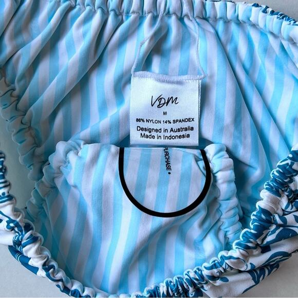 🆕 CINDY PRADO x VDM RARE PRINT Vera BALI BLUES Ruched Cheeky Bikini Revesible - Picture 4 of 11